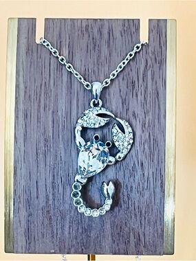 Silver tone Scorpion Pendant with Crystals